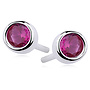 Zilveren oorbellen: Stud met ruby rode steen