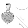 Zilveren halsketting: Hanger hartje bezet met steentjes 38 cm