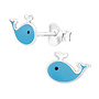 Zilveren kinderoorbellen: Blauwe walvis