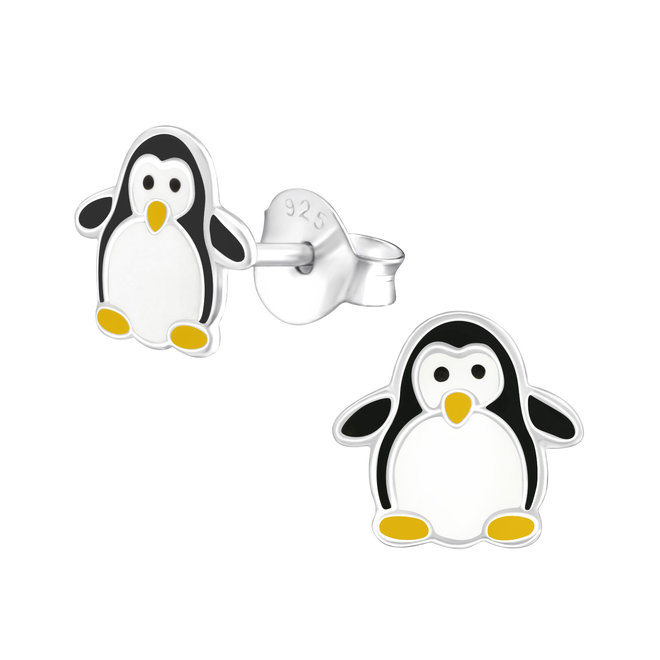 Zilveren kinderoorbellen: Schattige pinguïn