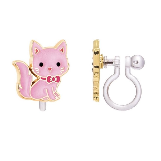 Clip on oorbellen: Pink kitty