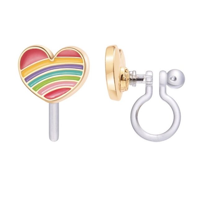 Clip on oorbellen: Rainbow heart