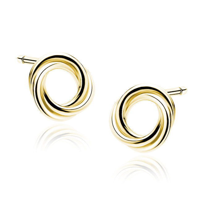 Zilveren oorbellen: Intertwined circles gold plated 14 K