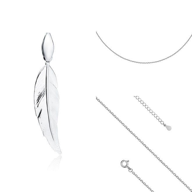 Zilveren halsketting 45 cm: Elegante veer