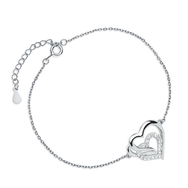 Zilveren armband: Triple heart armband