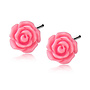 Zilveren oorbellen: Roosjes salmon