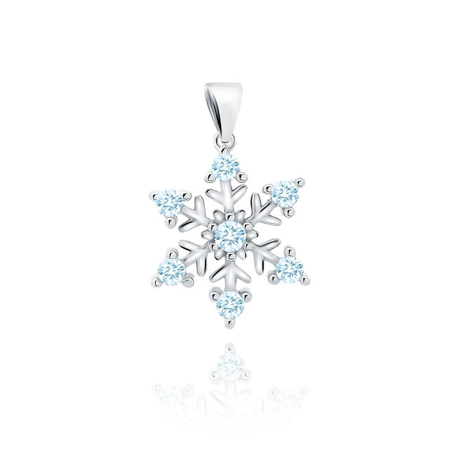 Zilveren juwelenset: Sneeuwster met blauwe zirkonia steentjes oorbellen en halsketting