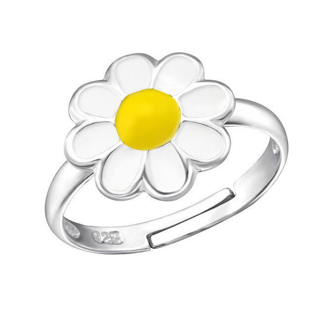 Zilveren ring: Witte margriet