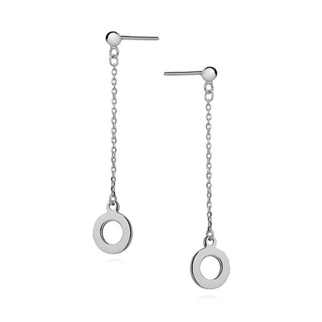 Zilveren oorbellen: Steker met hangende cirkel