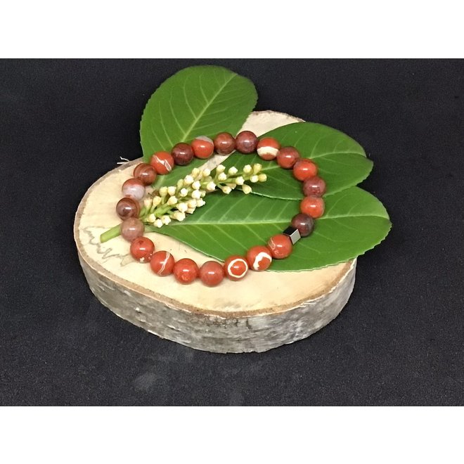 Natuursteen armband: Jasper Red maat L