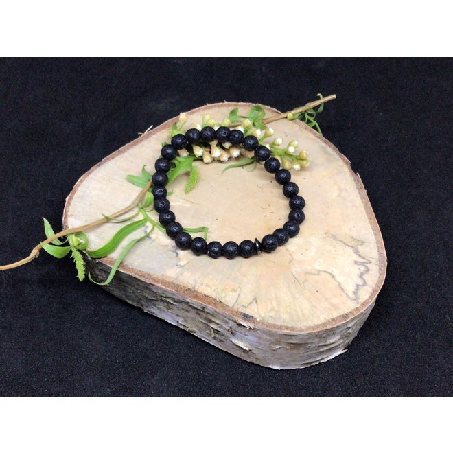 Kinder natuursteen armband: Lava maat S