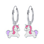 Zilveren oorbellen creool: Eenhoorn