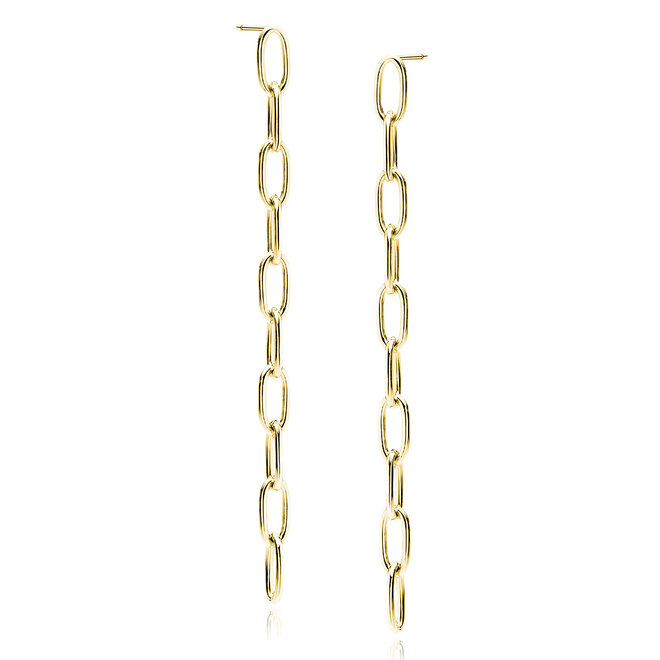 Zilveren oorbellen gold plated 14K: Hangers met ketting