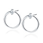 Zilveren oorbellen: Elegante steker cirkel met steentje