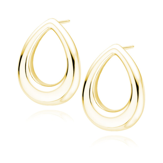 Zilveren, gold plated oorbellen: Stekers in de vorm van een druppel