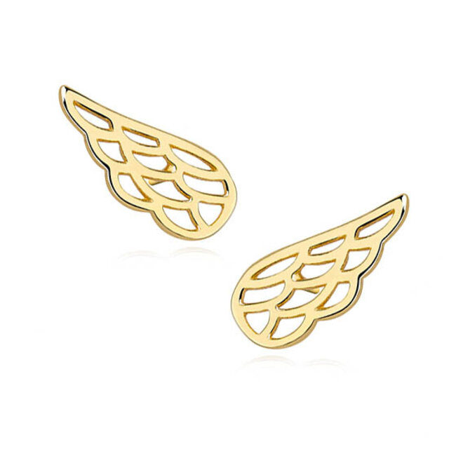 Zilveren oorbellen gold plated 24K: Angel wing