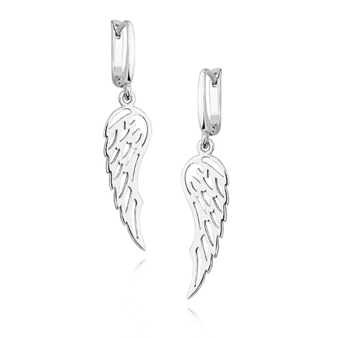 Zilveren oorbellen : Angel wing met brisure sluiting