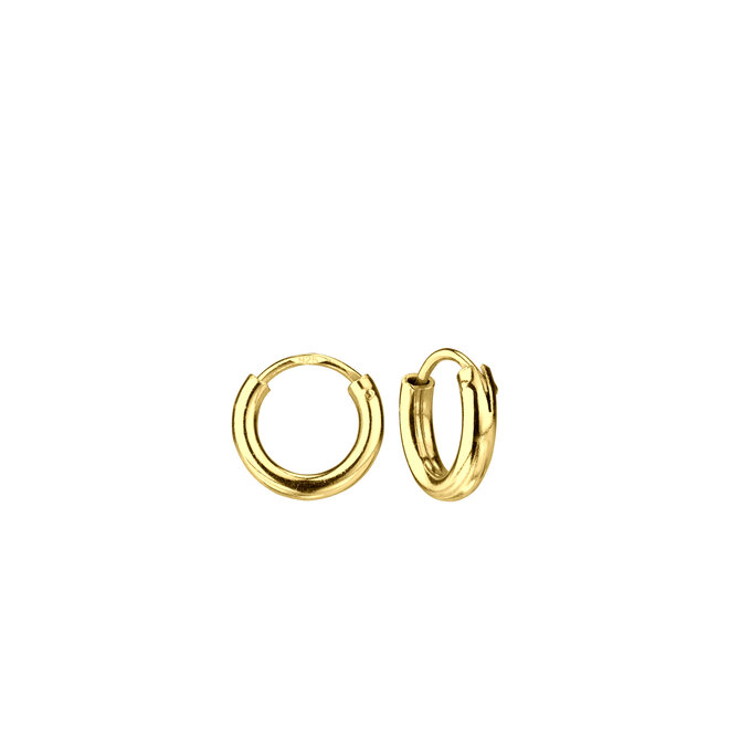 Zilveren, gold plated 14 K oorbellen: Mini creool