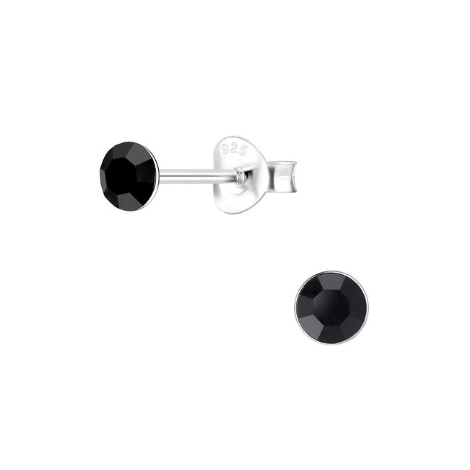 Zilveren oorbellen: Stud black 4 mm