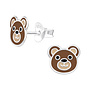 Zilveren kinderoorbellen: Bruine beer