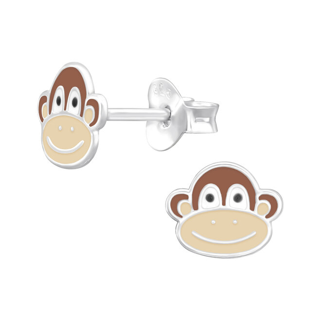 Zilveren kinderoorbellen: Stekers aap