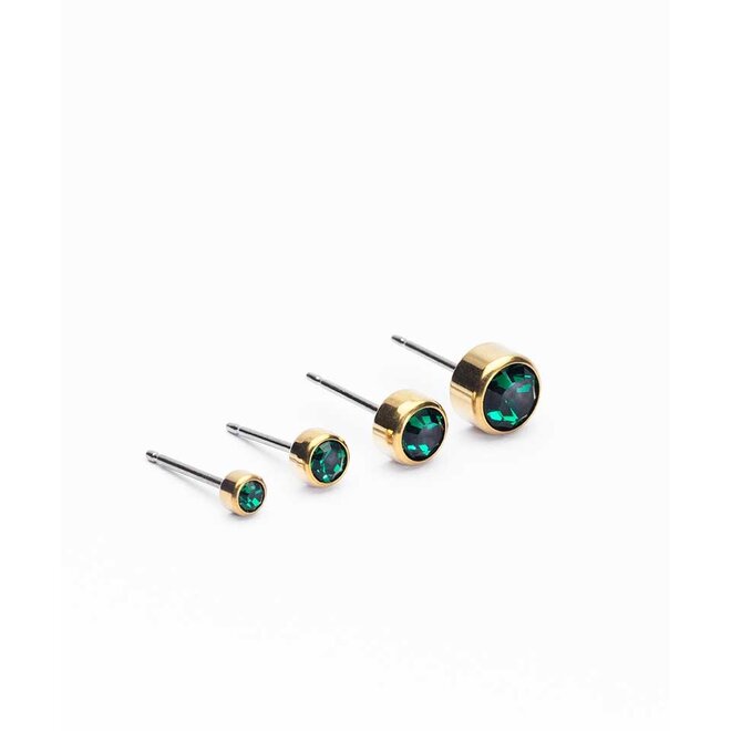 Oorsteker Blomdahl titanium gold plated 3 mm emerald