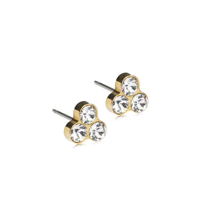 Oorsteker Blomdahl Golden clover 8mm crystal