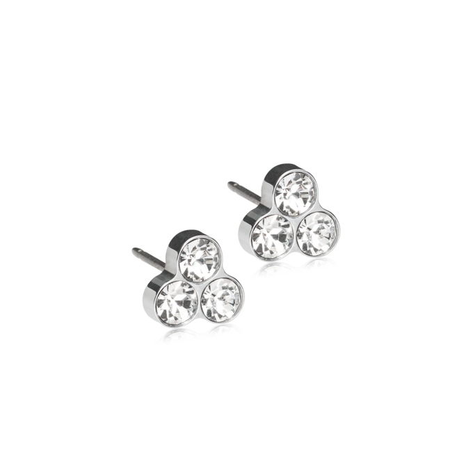 Oorsteker Blomdahl clover 8mm crystal