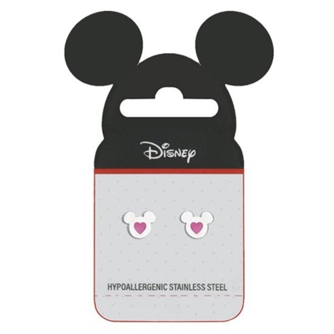 Oorsteker staal Disney Mickey Mouse roze hartje