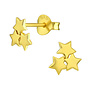 Zilveren gold plated kinderoorbellen:Trio sterretjes