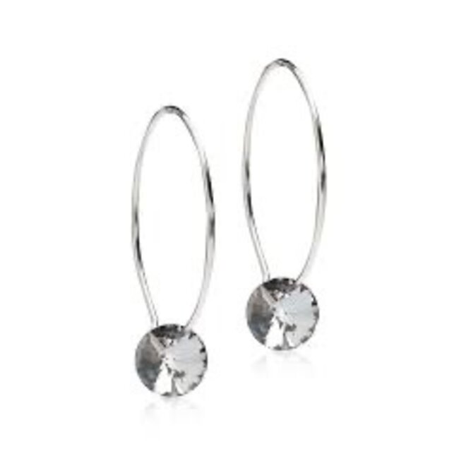 Creool Blomdahl met black diamond kristallen schijfje 25 mm