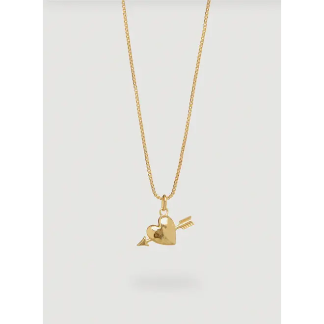 Goudkleurige ketting met hart en pijl in roestvrij staal
