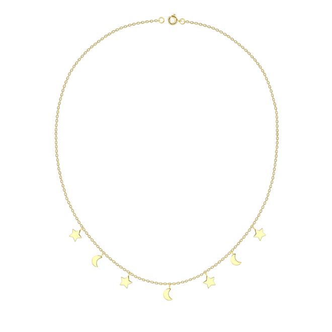 Zilveren maan-en-ster ketting met goud-plating – een hemels accent voor elke dag