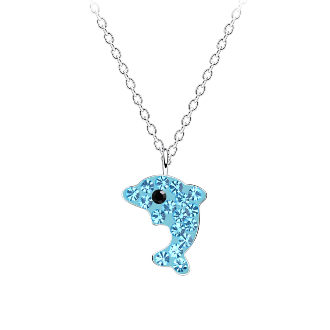 zilveren dolfijn ketting met kristal