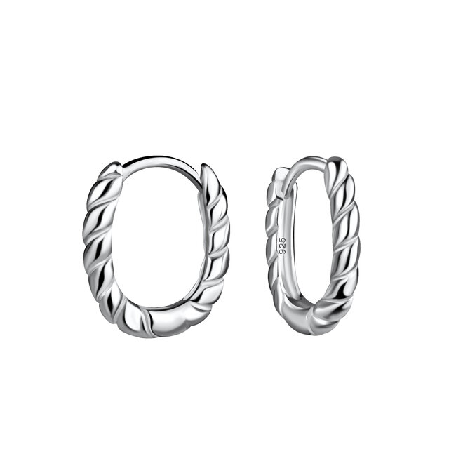 Zilveren Twisted Huggie Oorbellen – 925 Sterling Zilver