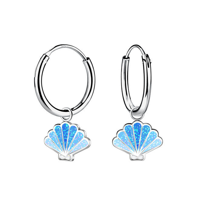 Zilveren Hoops met Schelpbedel – 925 Sterling Zilver
