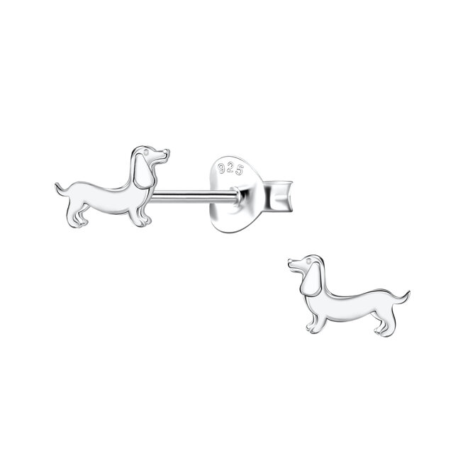 Zilveren Teckel Oorknopjes – 925 Sterling Zilver
