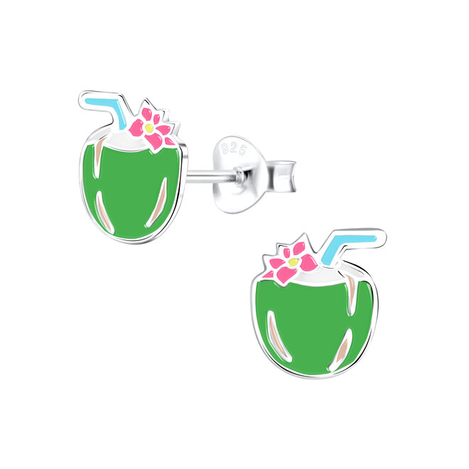 Zilveren Kokosnoot Oorknopjes – 925 Sterling Zilver