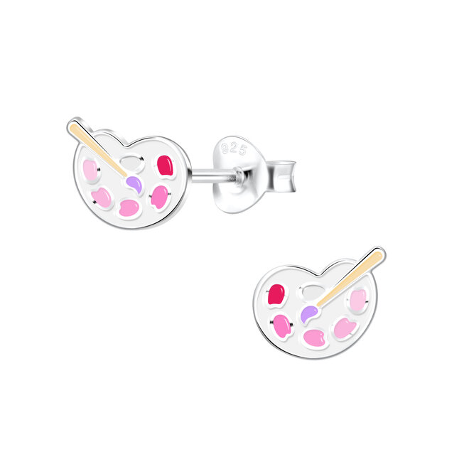 Zilveren Palet en Penseel Oorstekers – 925 Sterling Zilver