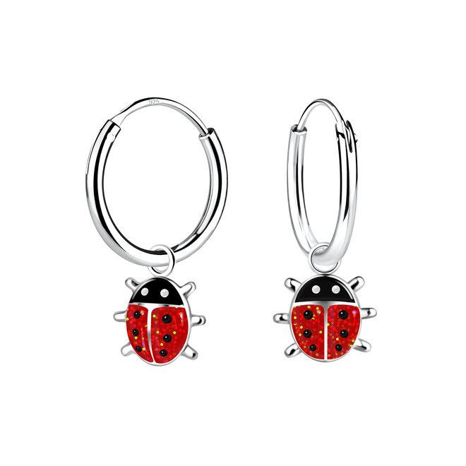 Zilveren Lieveheersbeestje Hoops – 925 Sterling Zilver
