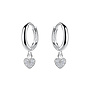 Zilveren Huggie Hoops met Hartbedel – 925 Sterling Zilver