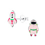 Zilveren Raket & Astronaut Oorstekers – 925 Sterling Zilver