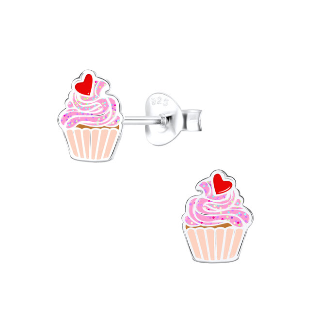 Zilveren Cupcake Oorstekers – 925 Sterling Zilver