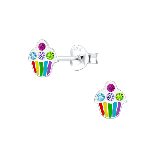 Zilveren Cupcake Oorstekers – 925 Sterling Zilver