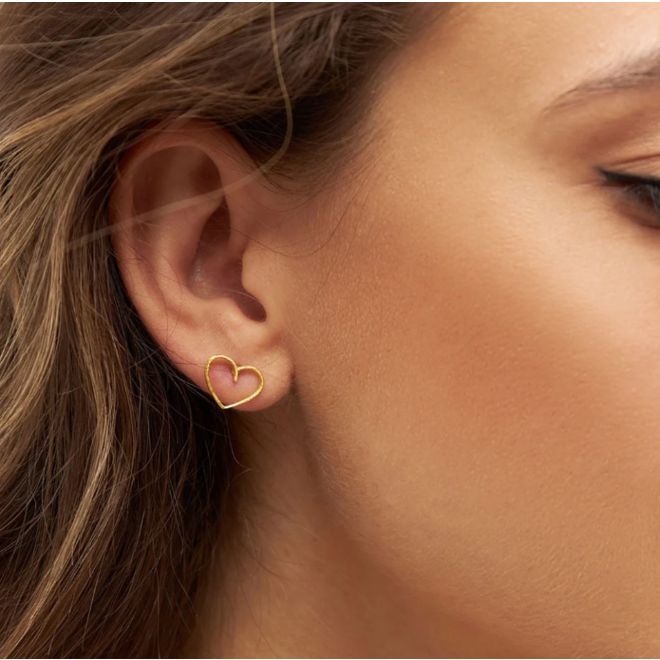 Happy Heart Oorsteker - Verguld goud, per stuk verkocht