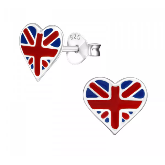 Zilveren England Heart Oorstekers – 925 Sterling Zilver