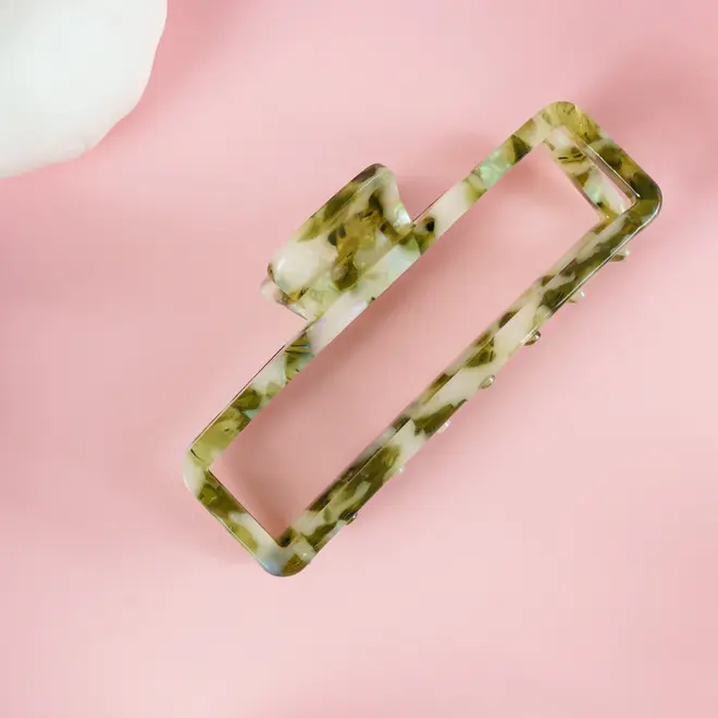 Stijlvolle rechthoekige haarclip met marmerlook