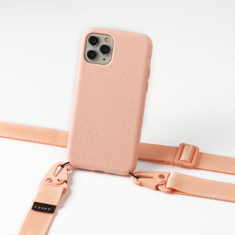 Duurzame telefoontas (roze), met clipband