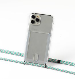 Transparent case with cardholder and camouflage mint cord