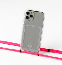 Transparent case with cardholder and  neon pink cord